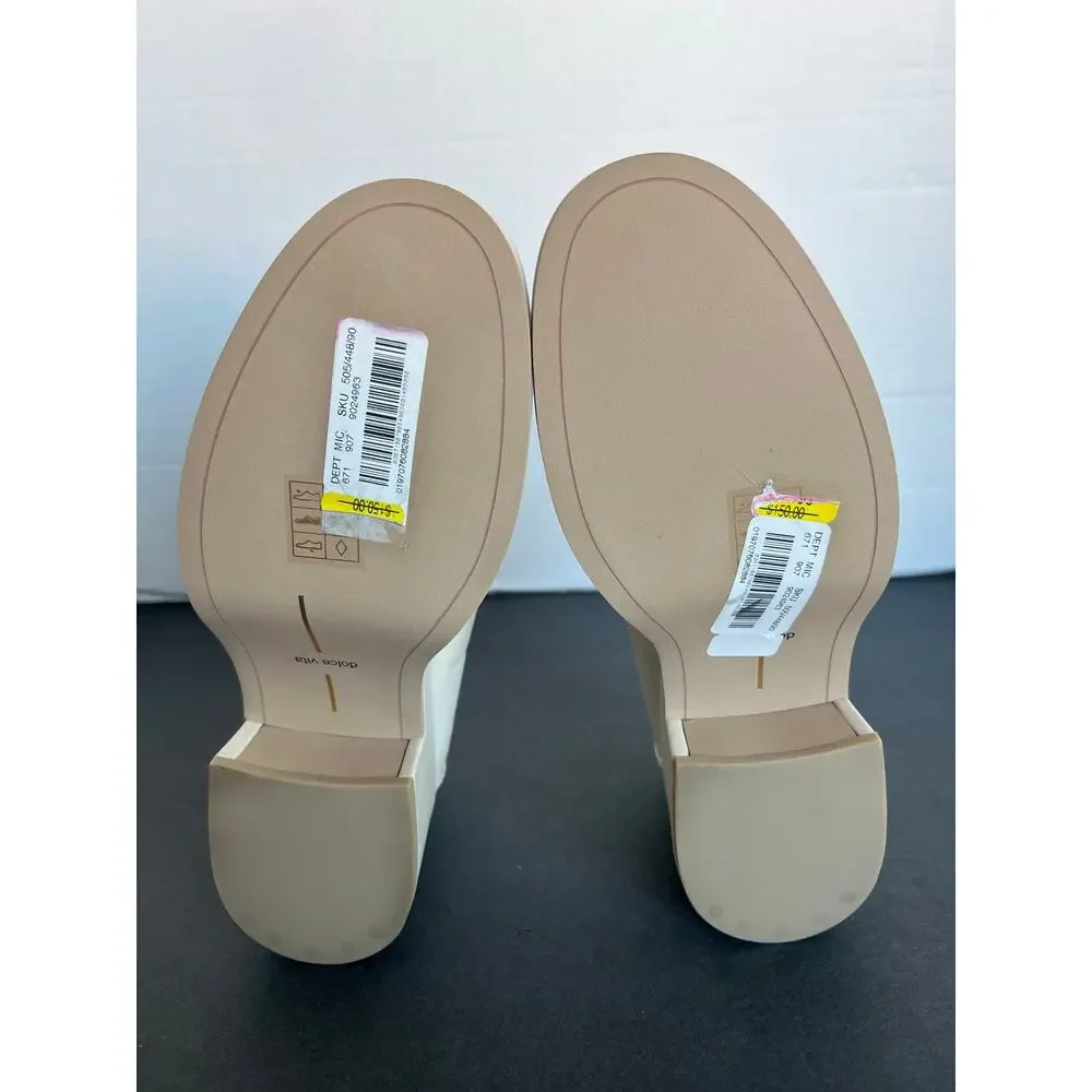 NWT Dolce Vita‎ Yanni Cream Leather Platform Penny Loafer Slip On Shoes Sz 8.5